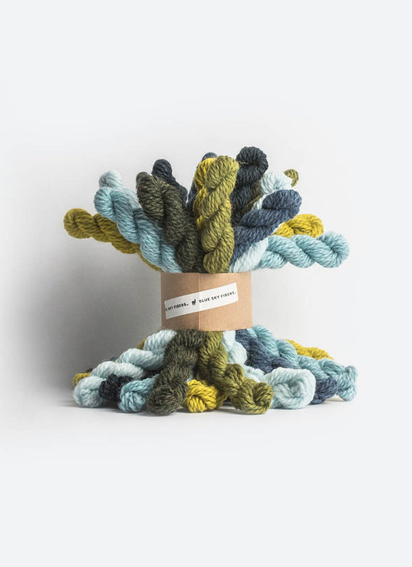 Blue Sky Fibers Woolstok yarn Bundle Kit color blues and greens