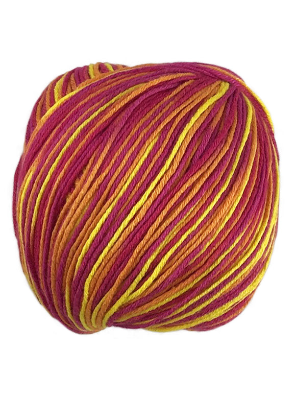 A colorful skein of Universal Bamboo Pop yarn