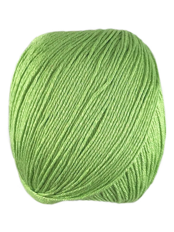 A green skein of Universal Bamboo Pop yarn