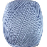 A blue skein of Universal Bamboo Pop yarn
