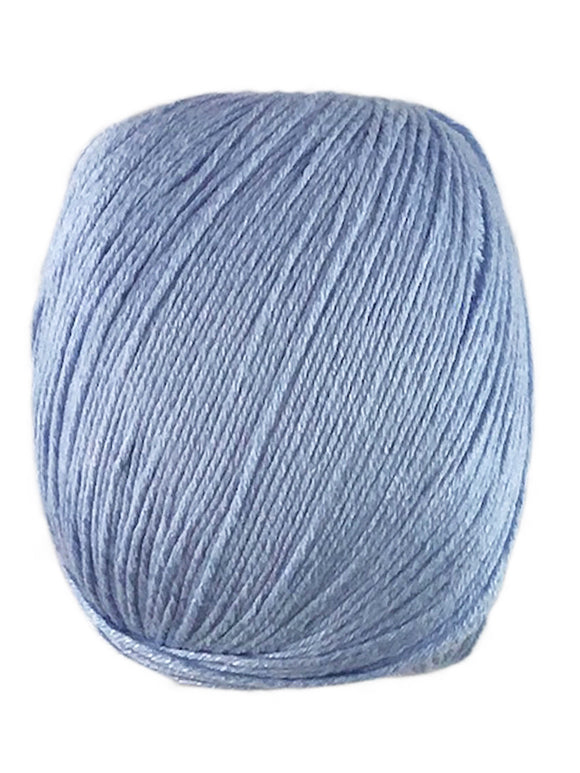A blue skein of Universal Bamboo Pop yarn
