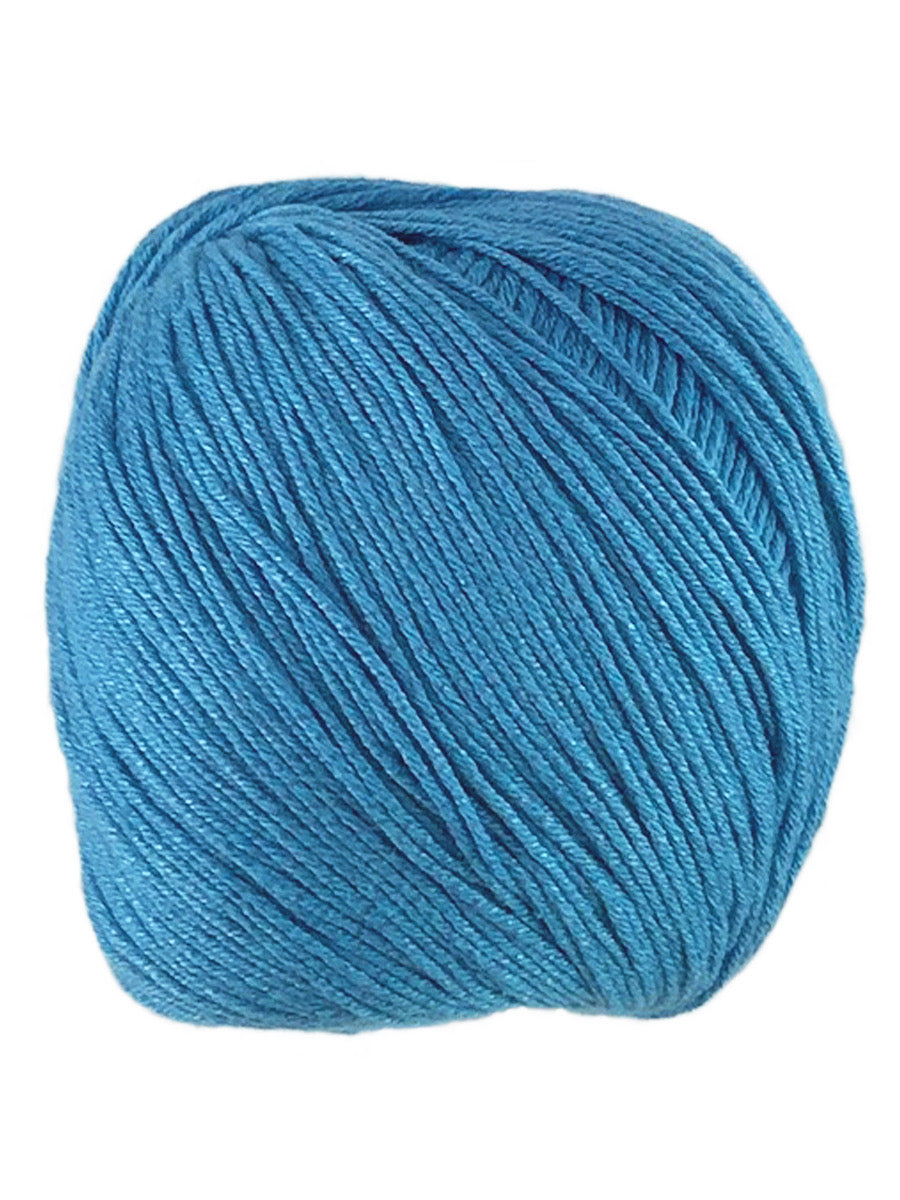 A blue skein of Universal Bamboo Pop yarn