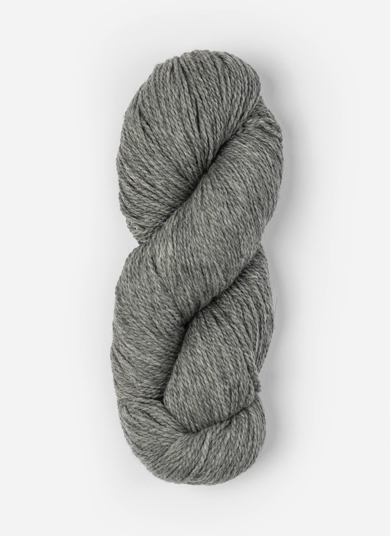 Skein of Blue Sky Fibers Woolstok yarn in the color light heathered grey
