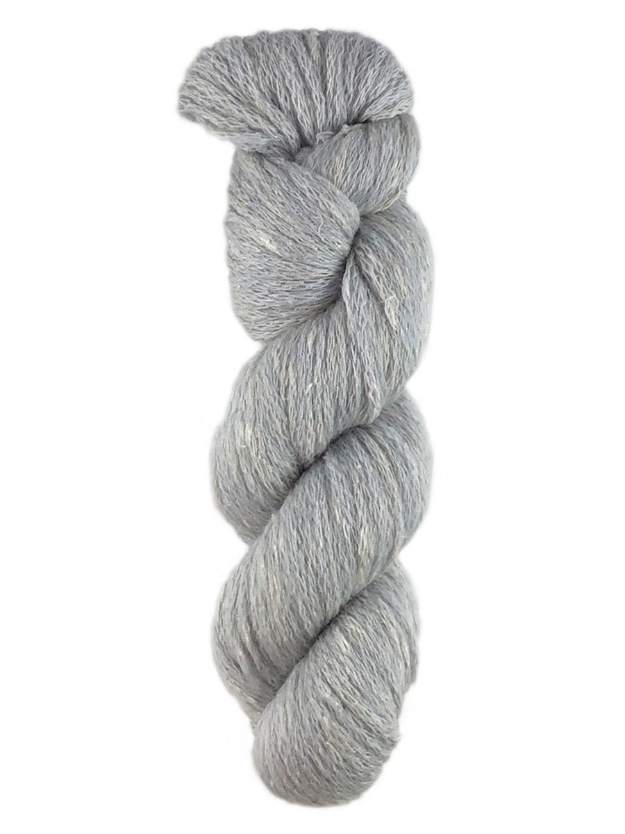 A gray skein of Elsebeth Lavold Misty Wool yarn