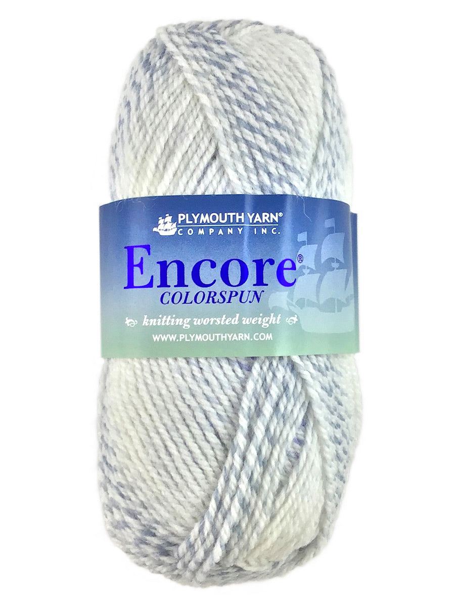 A blue mix of Plymouth Encore Colorspun yarn