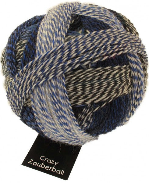 Schoppel Wolle Crazy Zauberball yarn color blue and tan