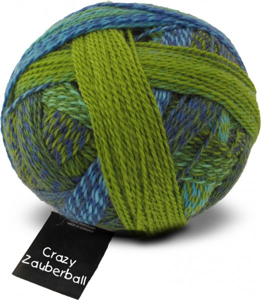 Schoppel Wolle Crazy Zauberball yarn color blue and green