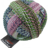 Schoppel Wolle Crazy Zauberball yarn color blue, pink and green
