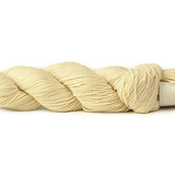 A photo of a cream colored hank of CoBaSi sock yarn.