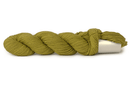 A photo of an olive green hank of CoBaSi sock yarn.