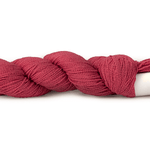A photo of a raspberry colored hank of CoBaSi sock yarn.
