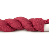 A photo of a raspberry colored hank of CoBaSi sock yarn.