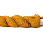 A photo of a mustard colored hank of CoBaSi sock yarn.