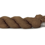 A photo of a light brown hank of CoBaSi sock yarn.