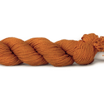 A photo of a pumpkin colored hank of CoBaSi sock yarn.