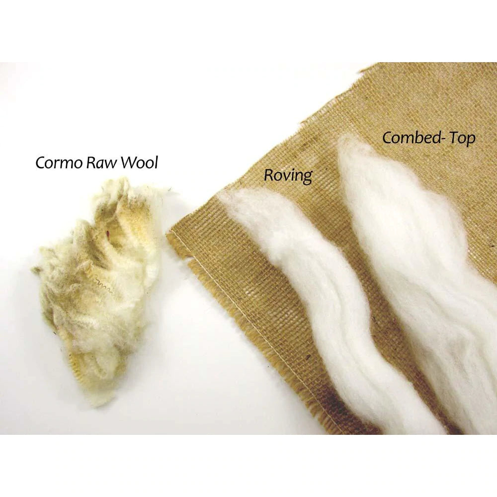 Mountain Meadow Wool Mill Cormo Combed Top cream colored