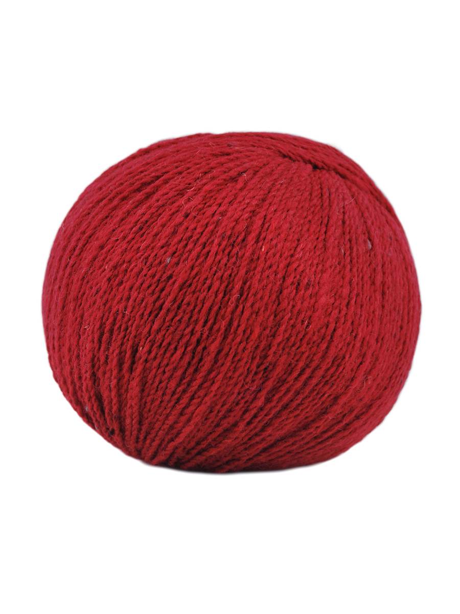 A red skein of Jody Long Alba yarn