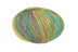 A photo of a pink, green, orange, and blue Cairns yarn
