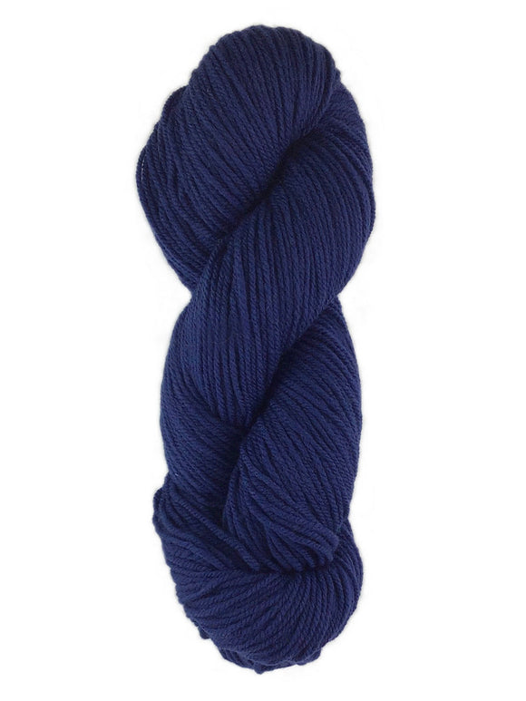 A blue skein of Brown Sheep Prairie Spun DK yarn