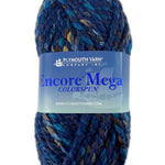 A navy mix skein of Plymouth Encore Mega Colorspun yarn