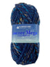 A navy mix skein of Plymouth Encore Mega Colorspun yarn