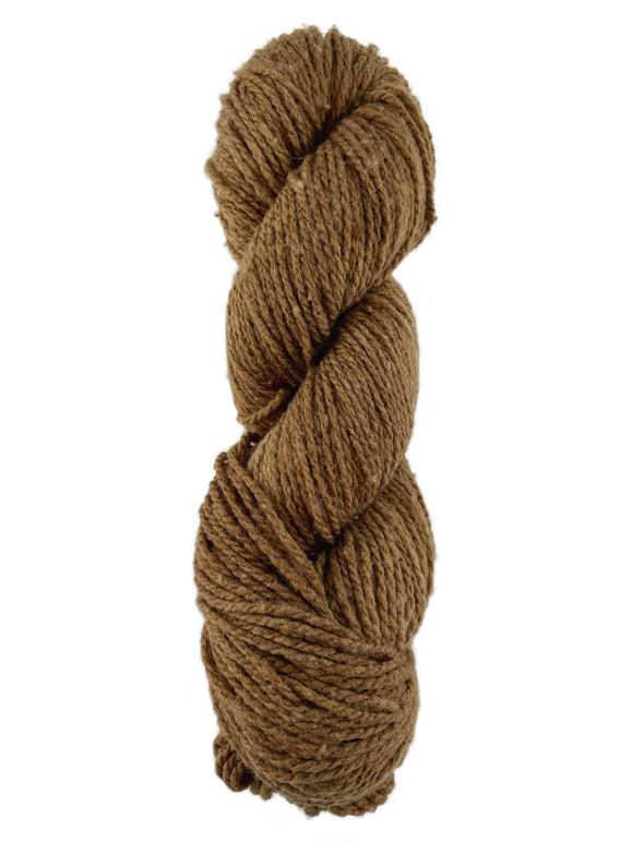 A brown skein of Mountain Meadow Wool Laramie yarn