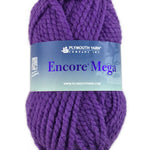 A purple skein of Plymouth Encore Mega yarn