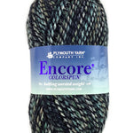 A black and green mix of Plymouth Encore Colorspun yarn