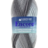 A grey mix of Plymouth Encore Colorspun yarn