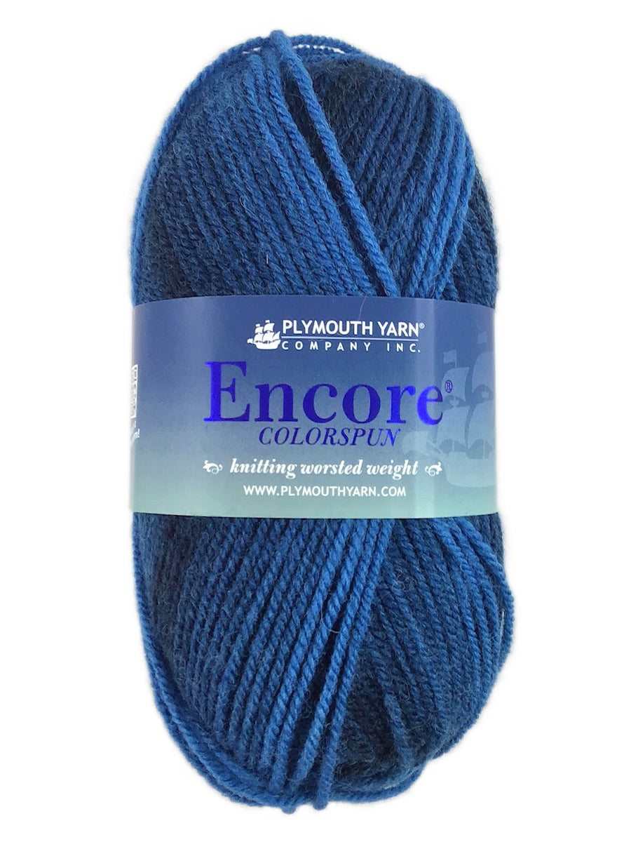 A blue mix of Plymouth Encore Colorspun yarn