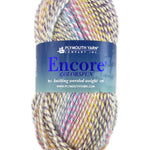 A bright rainbow mix of Plymouth Encore Colorspun yarn