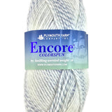 A blue mix of Plymouth Encore Colorspun yarn