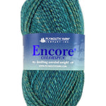 A blue-green mix of Plymouth Encore Colorspun yarn