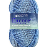 A blue mix of Plymouth Encore Colorspun yarn