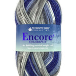 A blue mix of Plymouth Encore Colorspun yarn