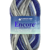 A blue mix of Plymouth Encore Colorspun yarn