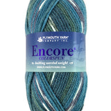 A blue mix of Plymouth Encore Colorspun yarn