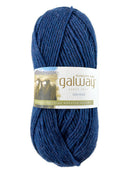 A blue skein of Plymouth Galway yarn