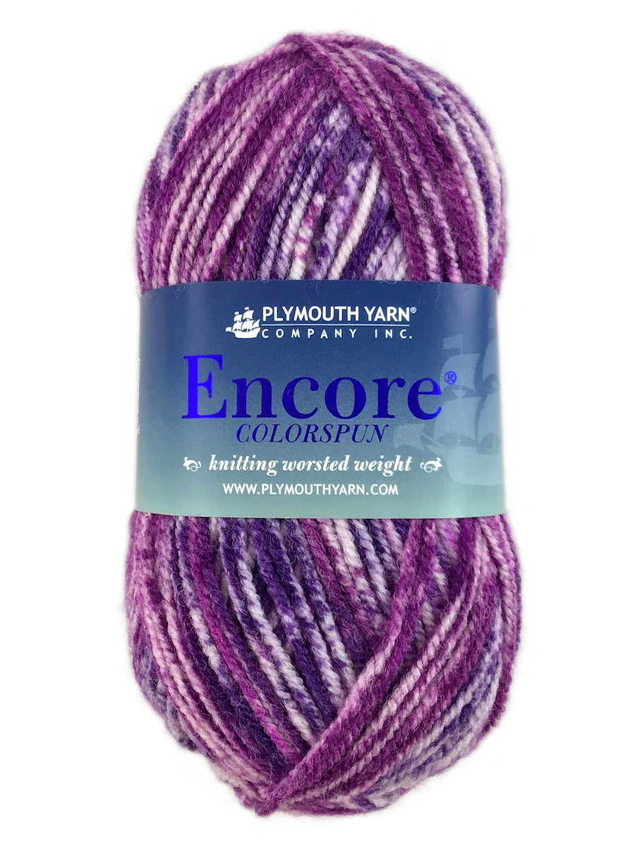 A purple mix of Plymouth Encore Colorspun yarn