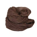 A brown hank of the Mountain Meadow Wool Saratoga yarn collection