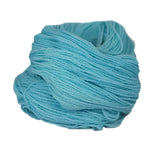 A light blue hank of the Mountain Meadow Wool Saratoga yarn collection
