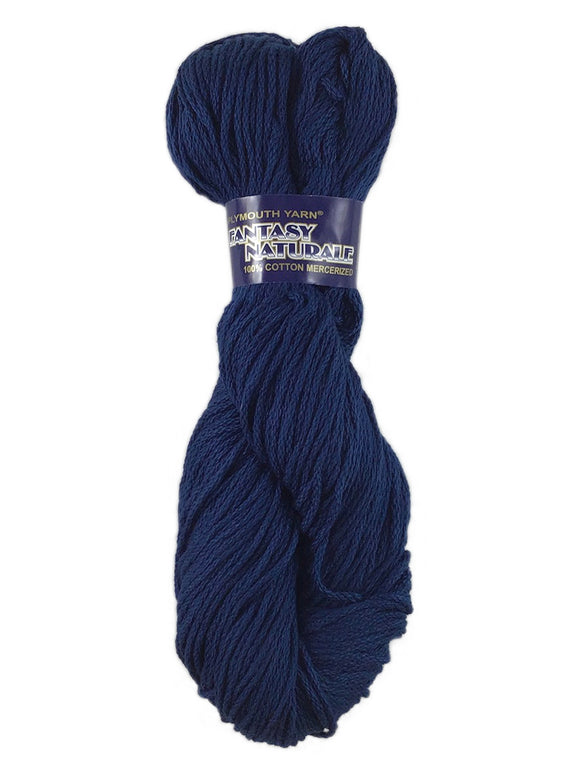 A blue skein of Plymouth Fantasy Naturale yarn