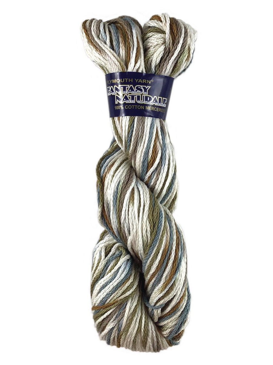 A neutral mix skein of Plymouth Fantasy Naturale yarn