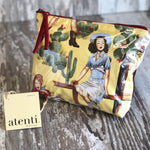 Atenti Yellow Western Themed Accessories Pouch