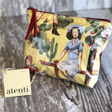Atenti Yellow Western Themed Accessories Pouch