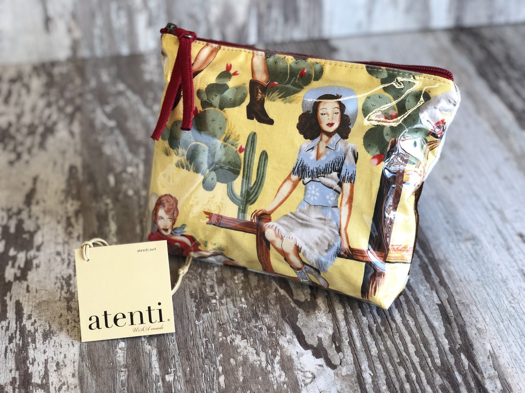 Atenti Yellow Western Themed Accessories Pouch