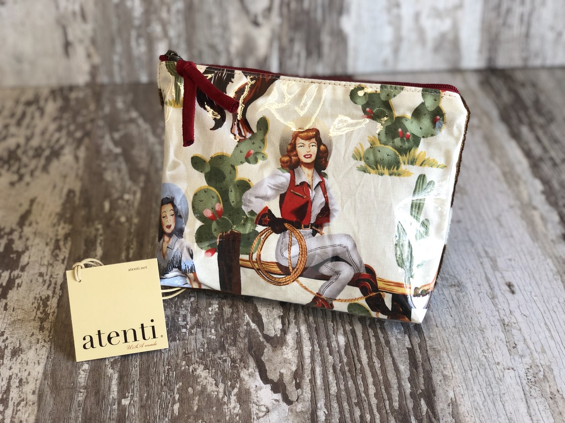 Atenti Natural Western Themed Accessories Pouch