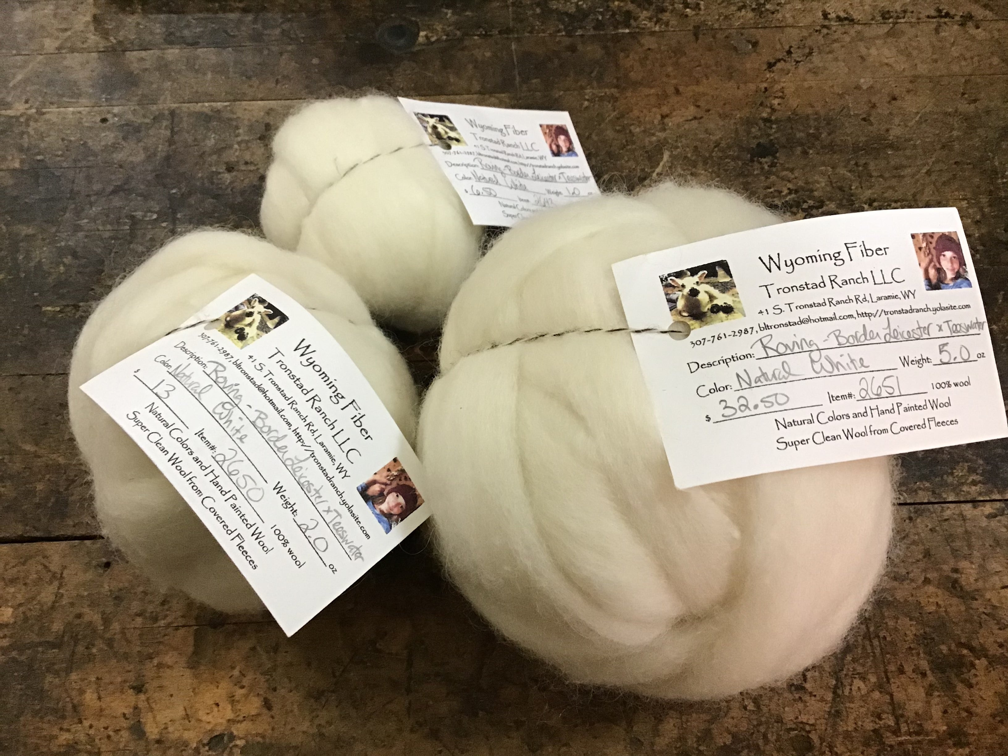Tronstad Ranch Natural White Border Leicester x Teeswater Roving-1
