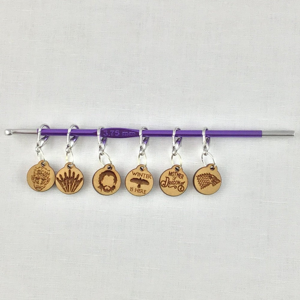 Game of Thrones 6 wood crochet stitch markers
