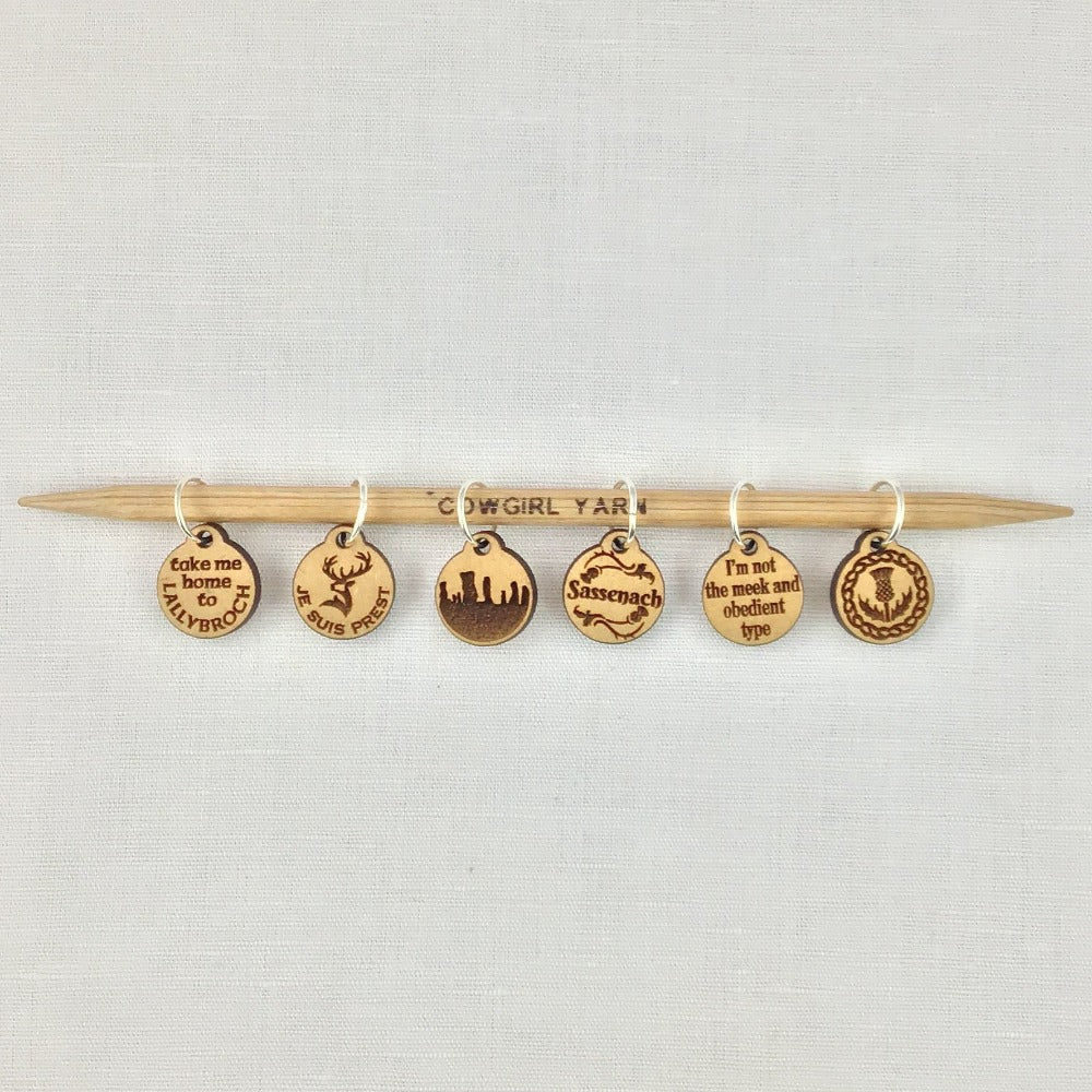 Outlander 6 wood knitting stitch markers